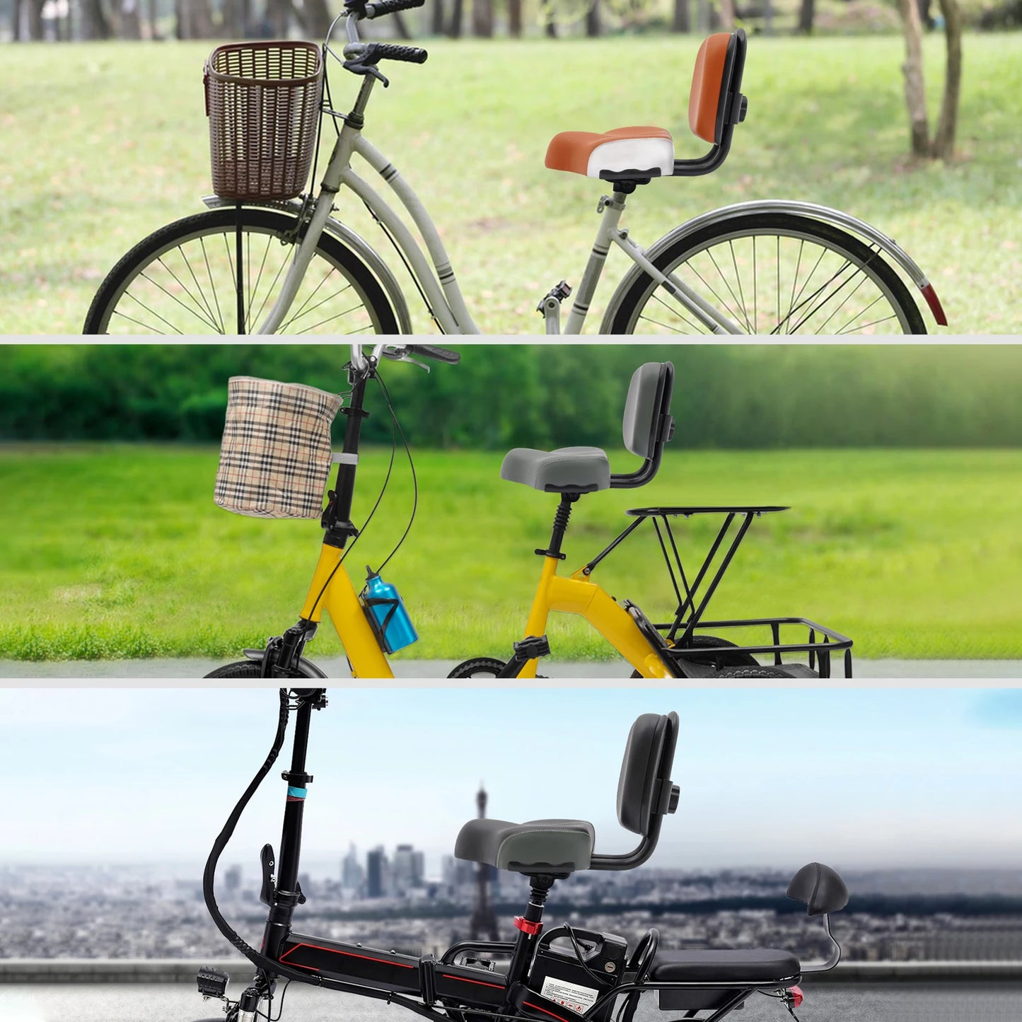 Adjustable Tricycle Saddle With Backrest Extra Wide Universal Back Support