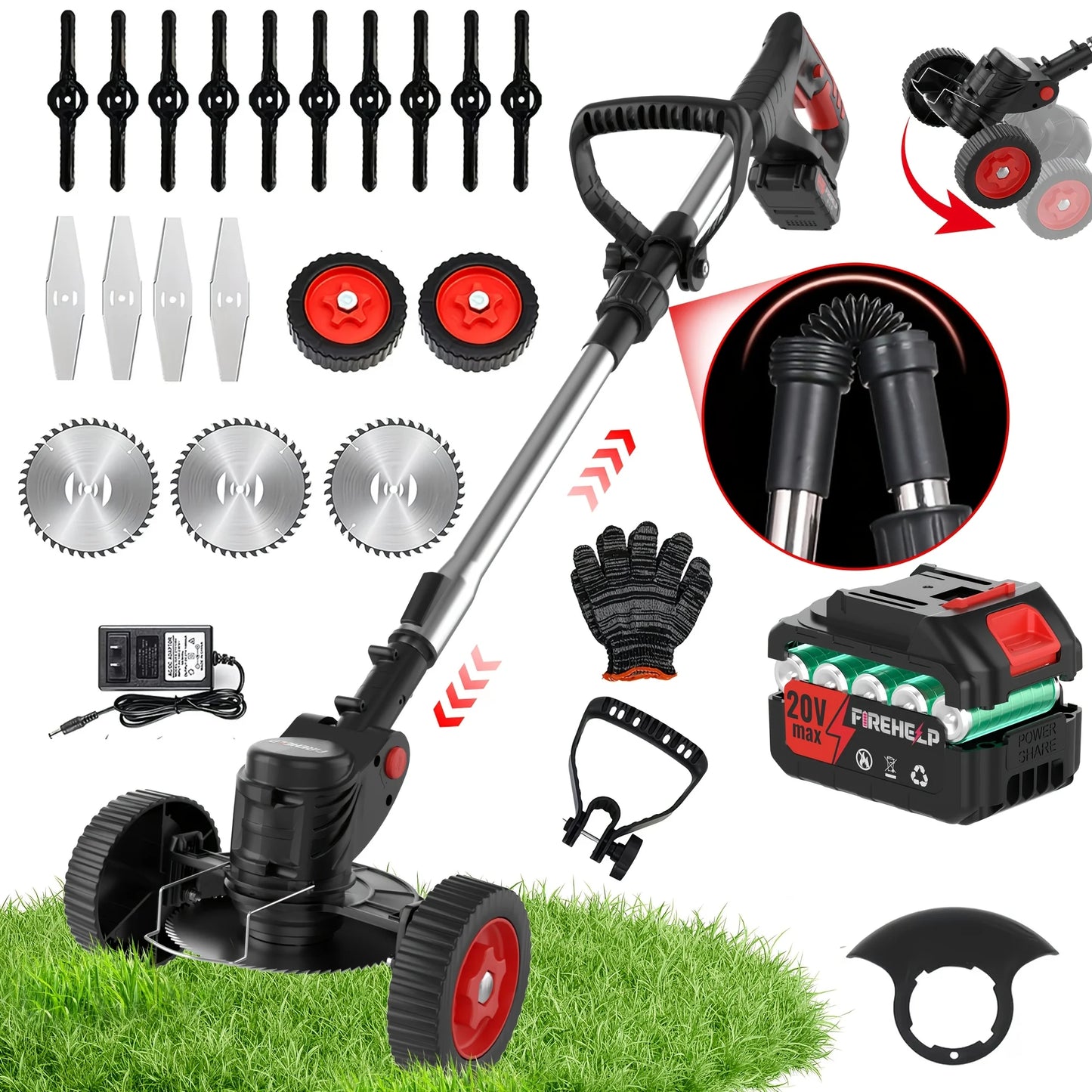 Firehelp Portable Cordless Electric Lawn Mower Garden Weeder And Trimmer