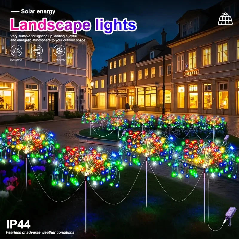 A-Convey Waterproof Solar LED Fireworks Lights Eight Modes Outdoor String