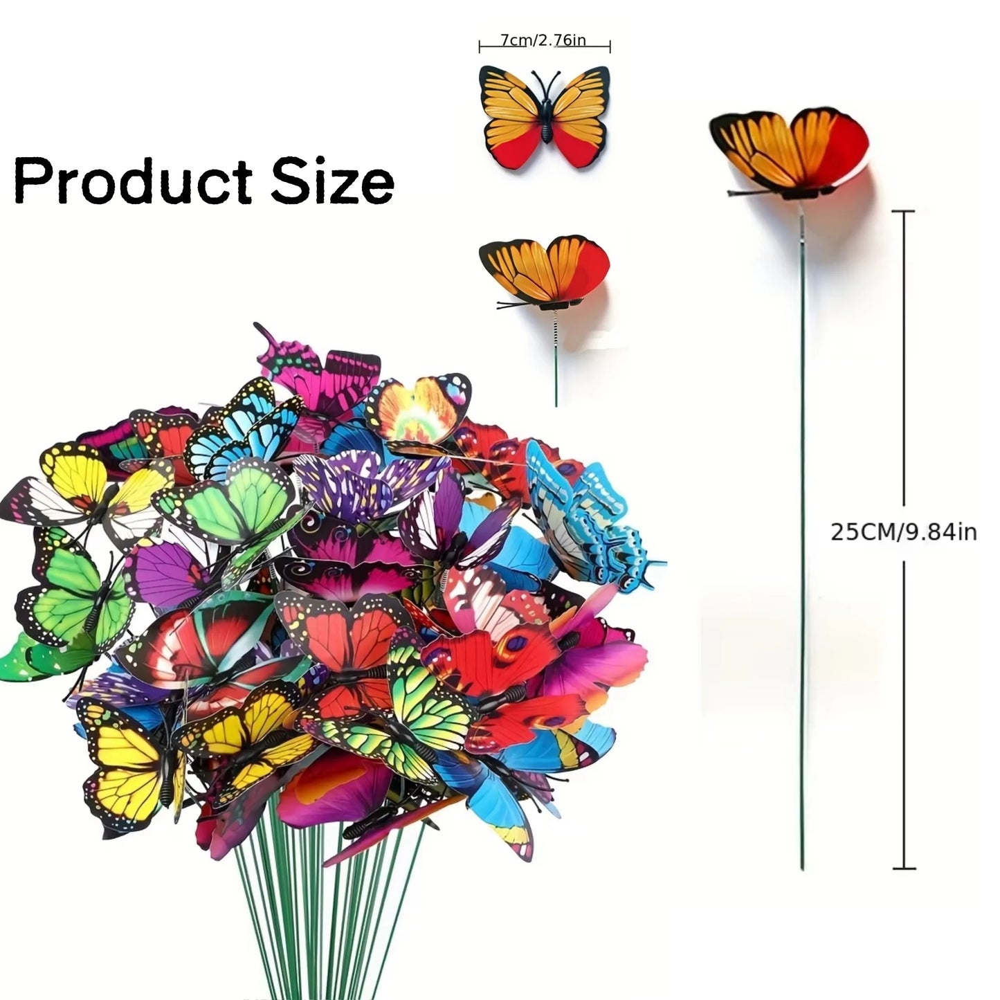 Butterfly Garden Stakes 3D PVC Decor for Yard and Pots