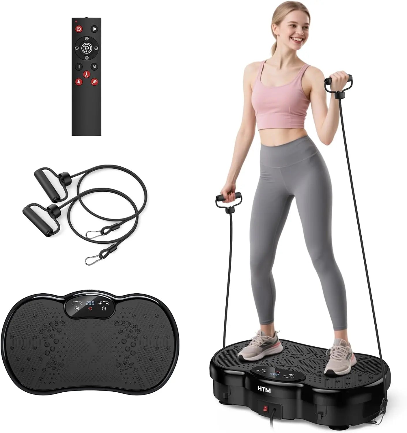 HTMM Fitness Vibration Plate Whole Body Exercise Machine Calorie Tracking
