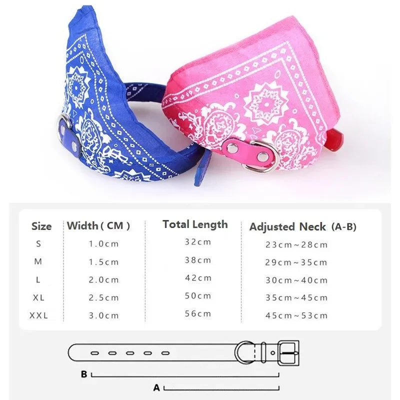 Leather Printed Adjustable Dog Bandana Collar for Chihuahua Puppy