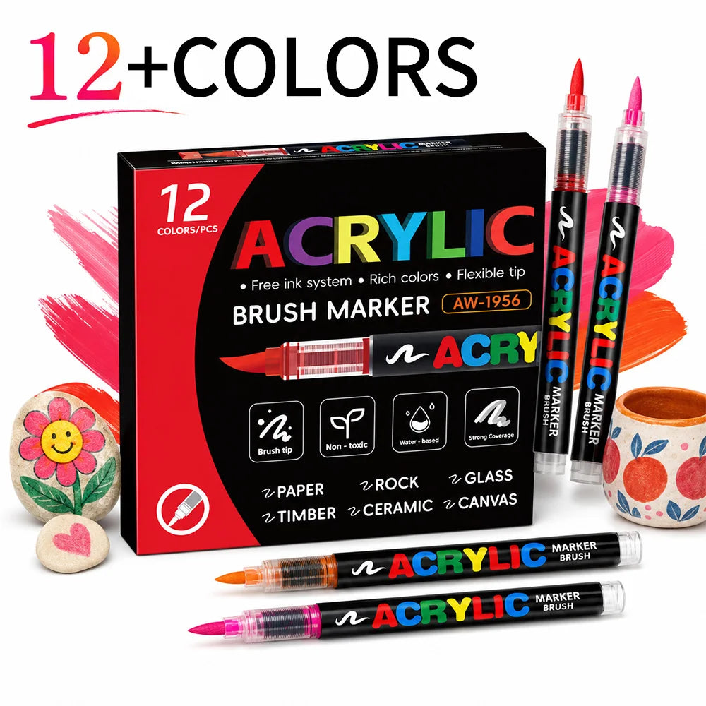 ART WALKER Acrylic Marker Set For Artwork And Craft Projects