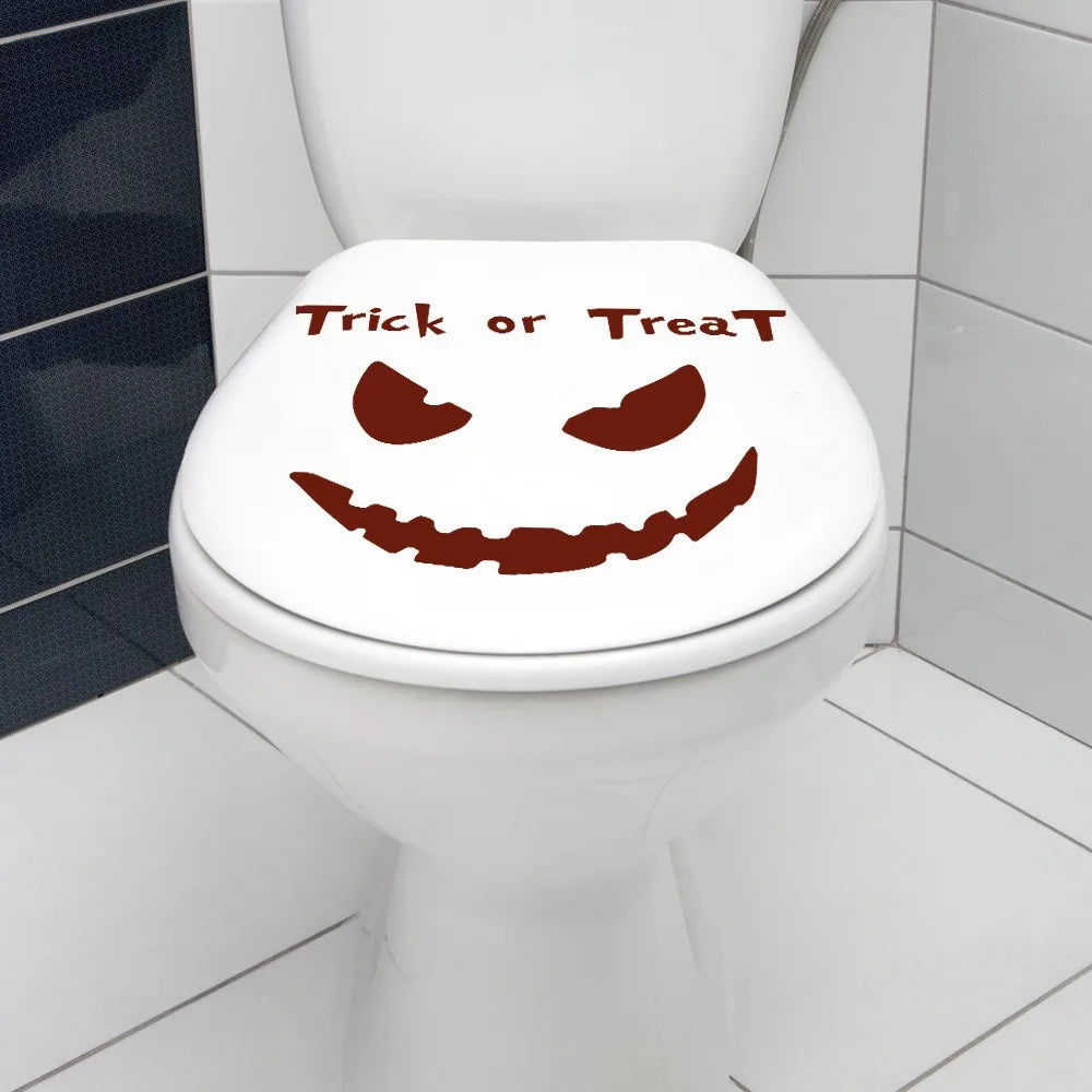 Halloween pumpkin ghost face creative toilet sticker removable Halloween decoration funny pumpkin face bathroom toilet sticker
