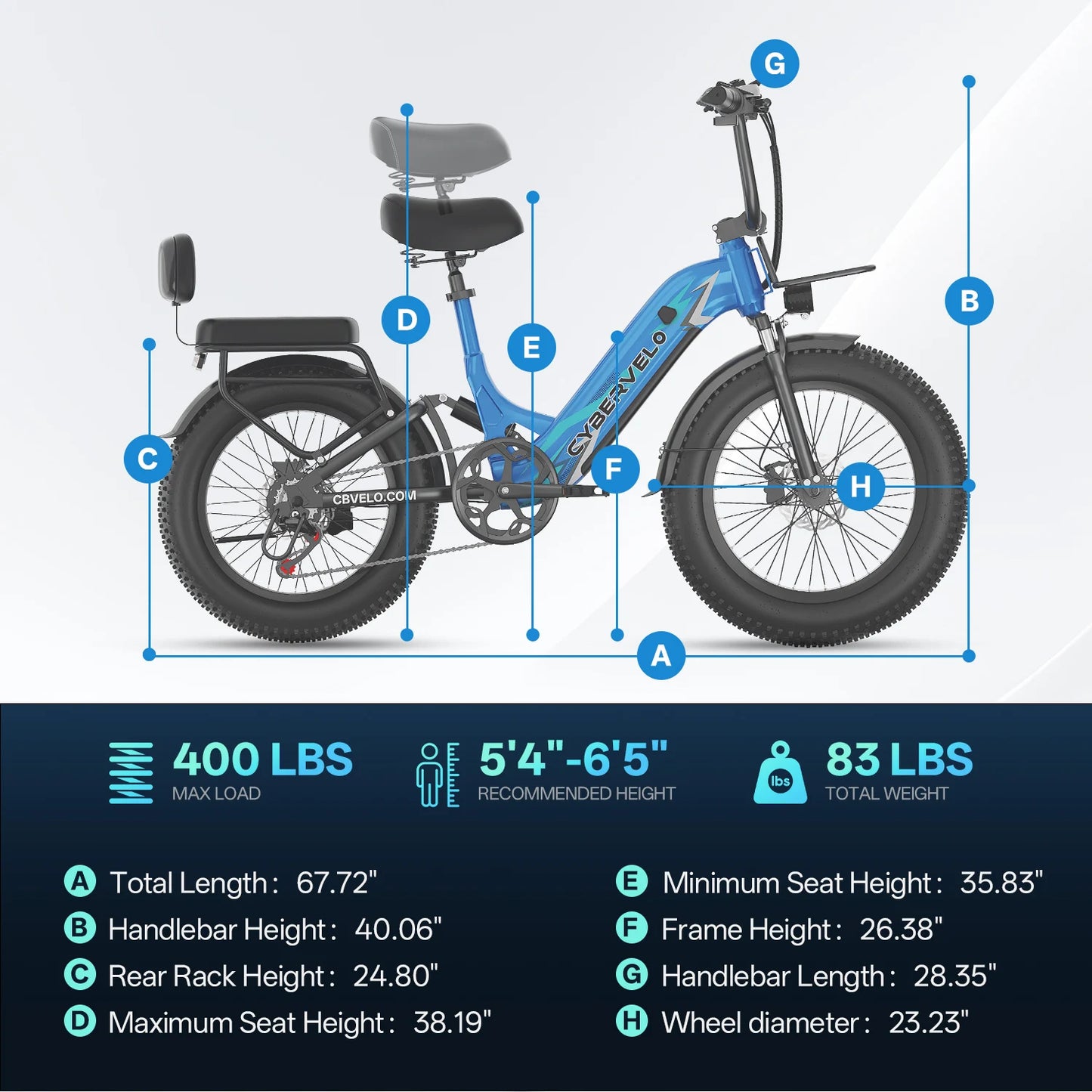CYBERVELO EK12 1000W Fat Tire Electric Bicycle 48V 20Ah