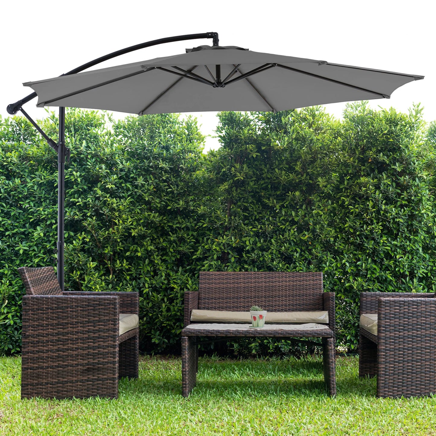 JHK Outdoor Patio Cantilever Umbrella With Easy Tilt UV Protection