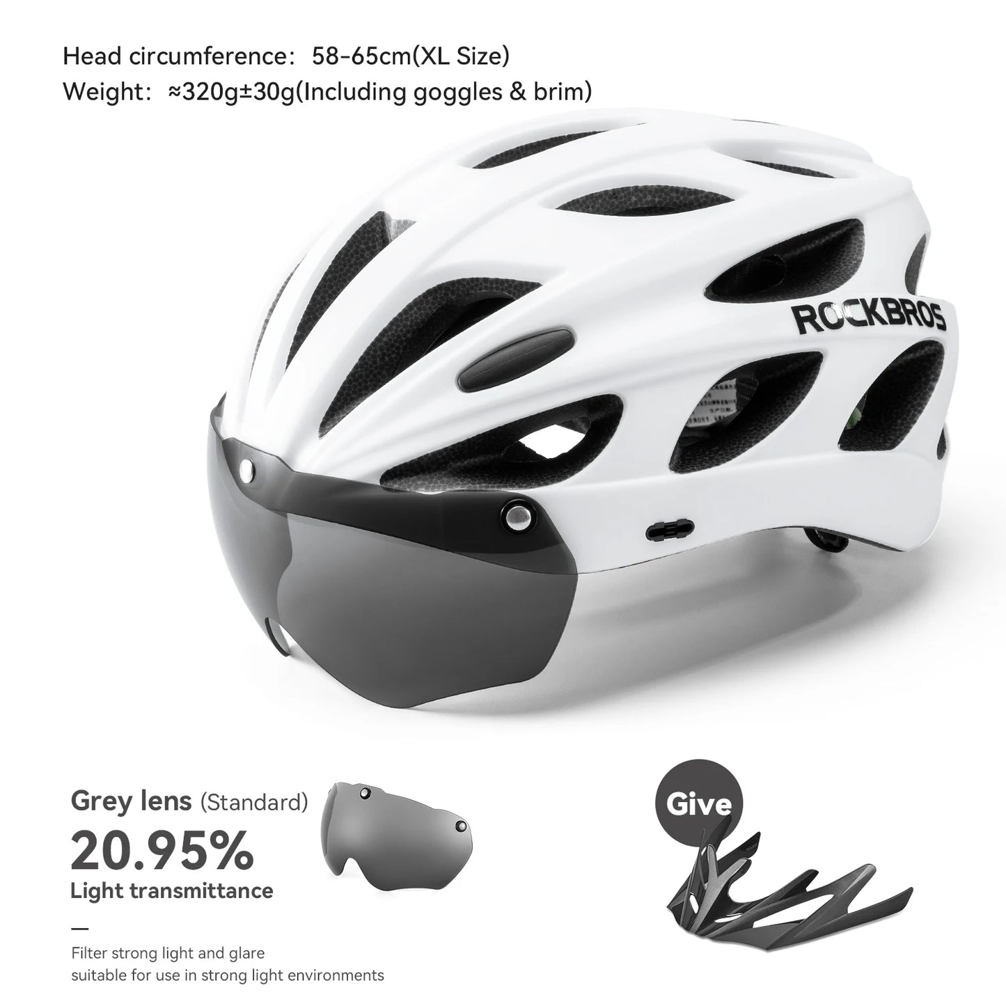 ROCKBROS Cycling Helmet With Integrated Goggles For MTB Road Use