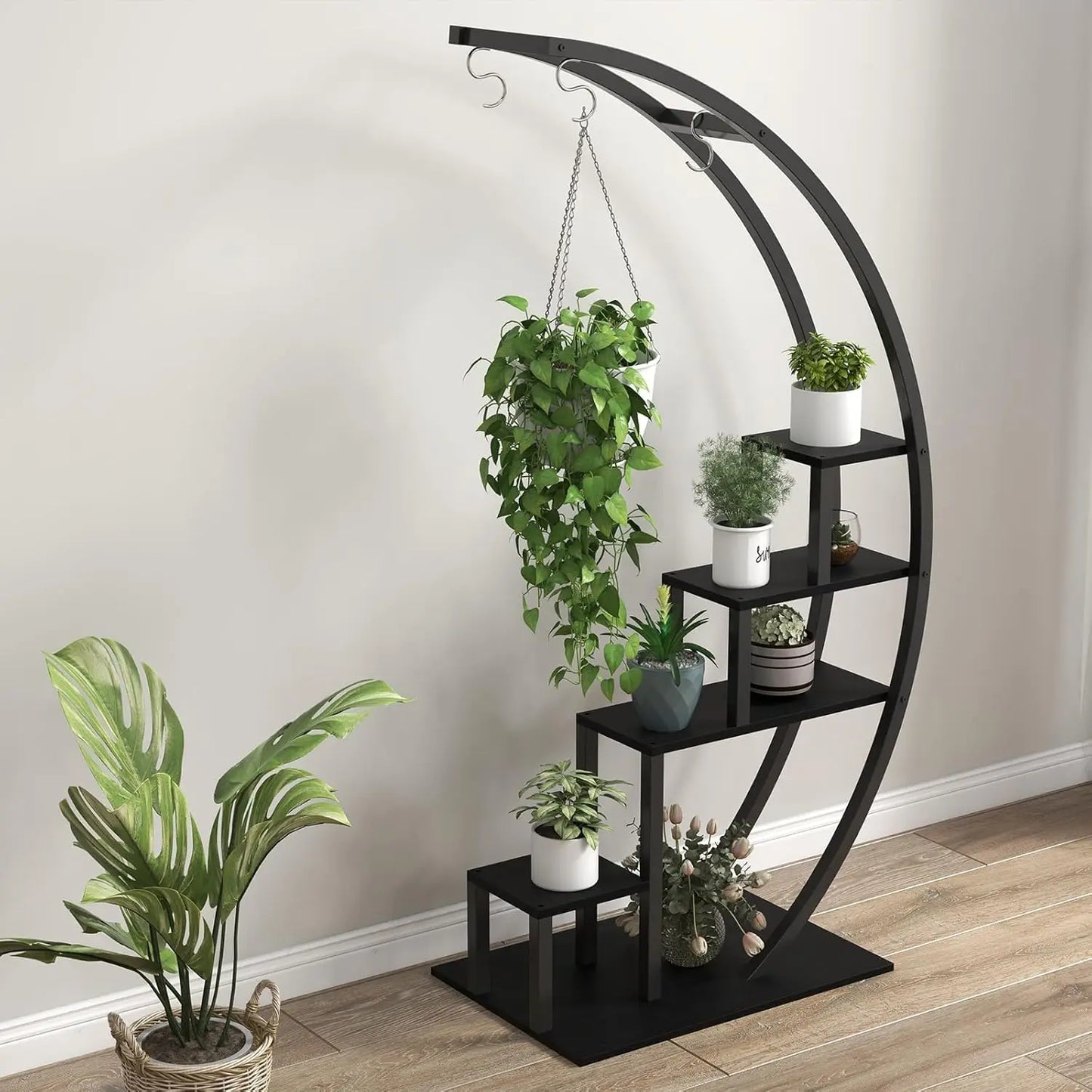 TWISTER.CK 5 Tier Half Moon Plant Stand Indoor Hanging Shelf