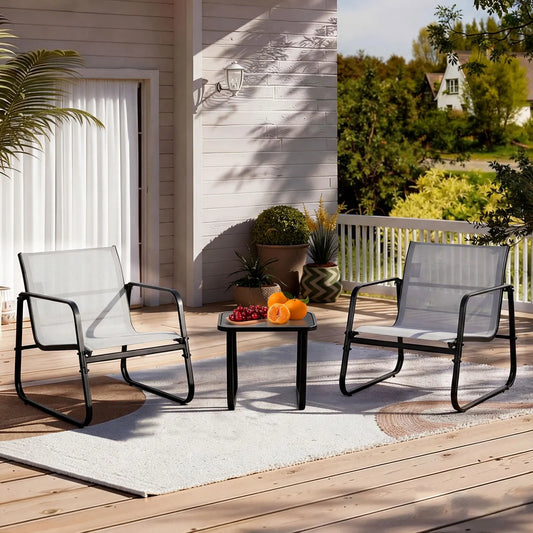 Outdoor 3 Piece Patio Set With Metal Frame For Garden