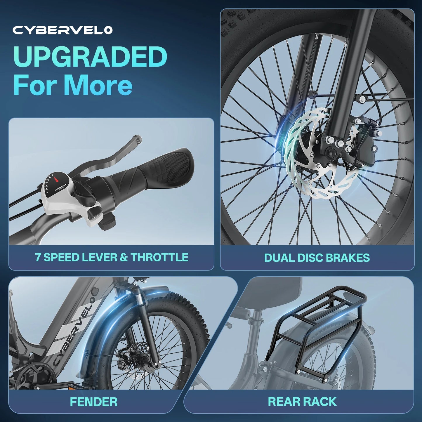 CYBERVELO EK12 1000W Fat Tire Electric Bicycle 48V 20Ah