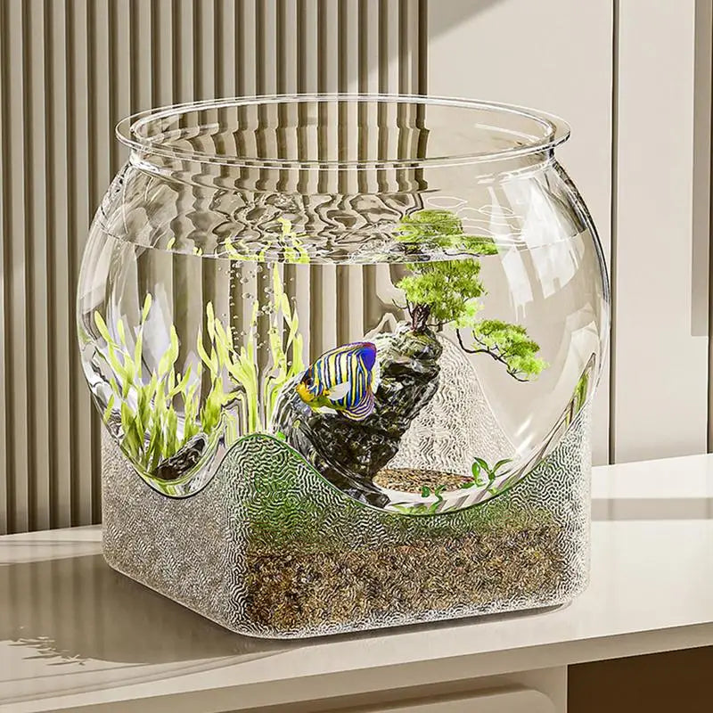 Ultra Clear Round Plastic Fish Bowl Removable 360 Degree View