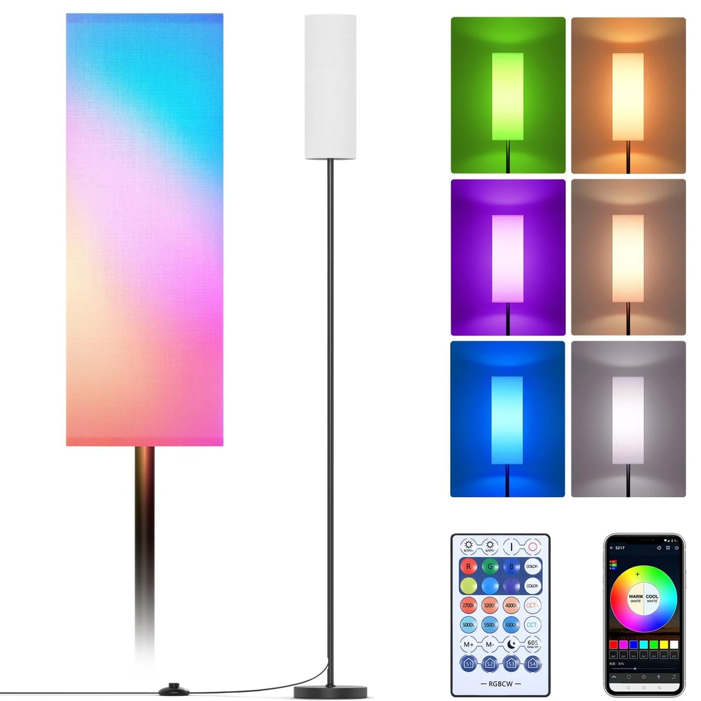Modern Floor Lamp With RGB Light For Living Room Study