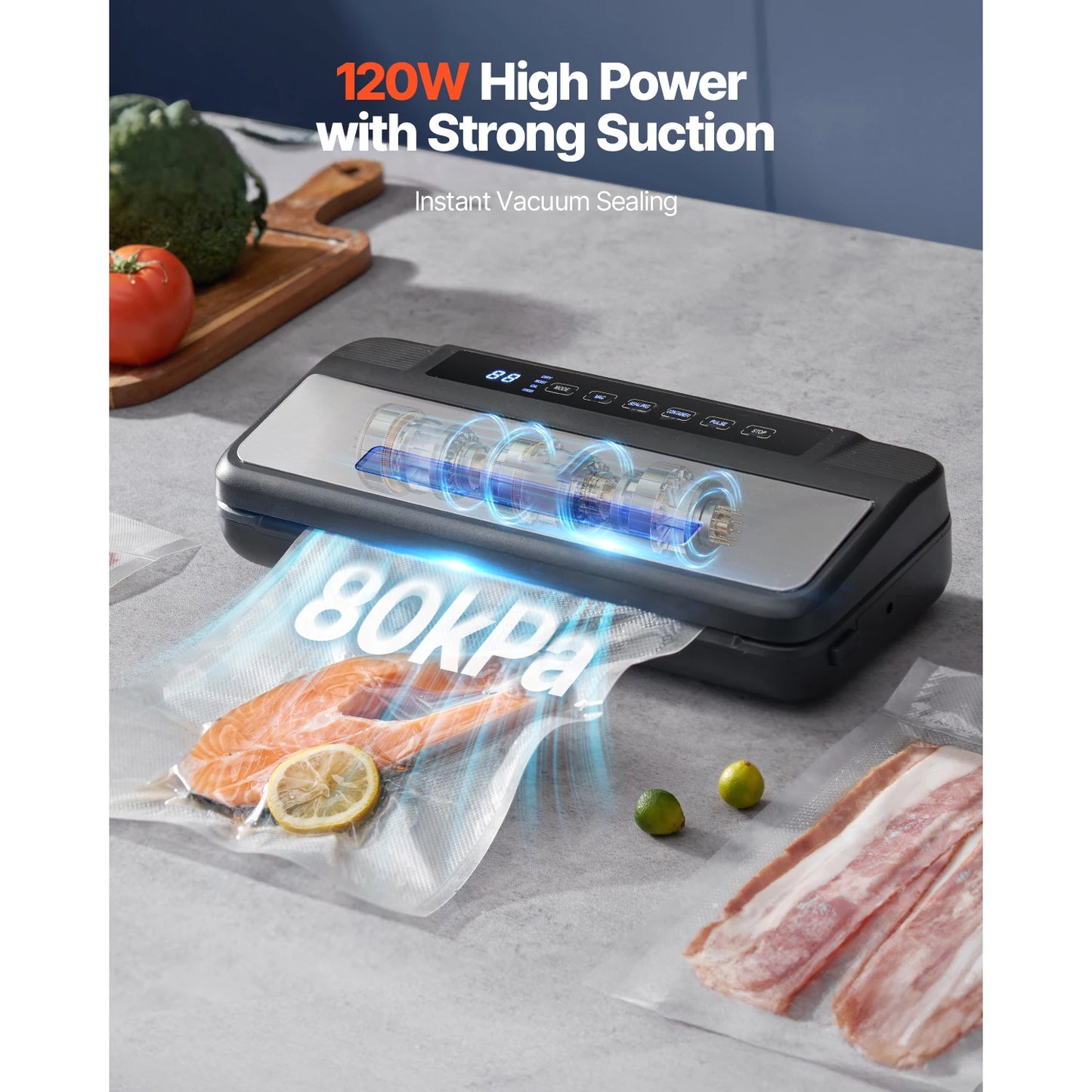 Succebuy 80Kpa 120W Vacuum Sealer 7 In 1 With Bags