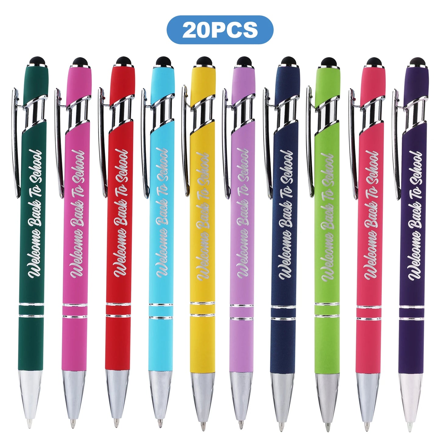 Welcome Back To School Ballpoint Pens With Stylus 20 Pack For Students
