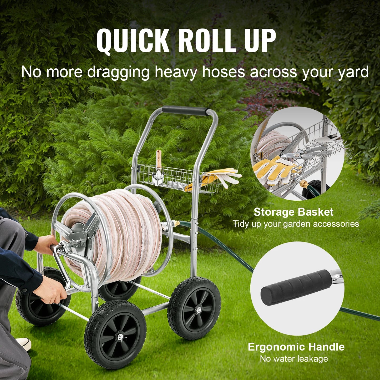SucceBuy Hose Reel Cart Heavy Duty Garden Yard Hose