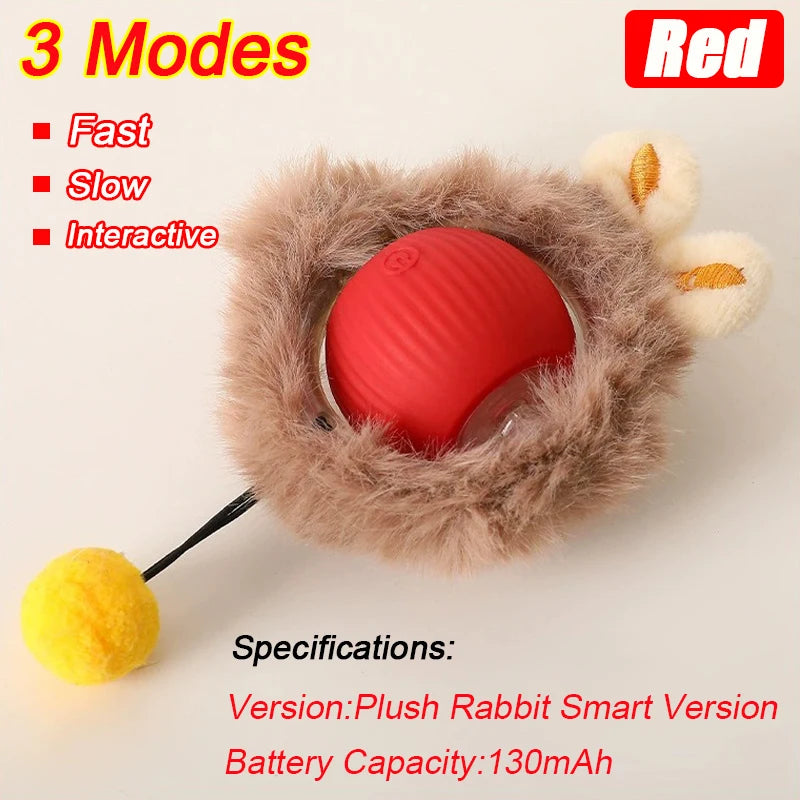 Cat Interactive Ball Toy Automatic Rolling Ball Faux Tail Rechargeable