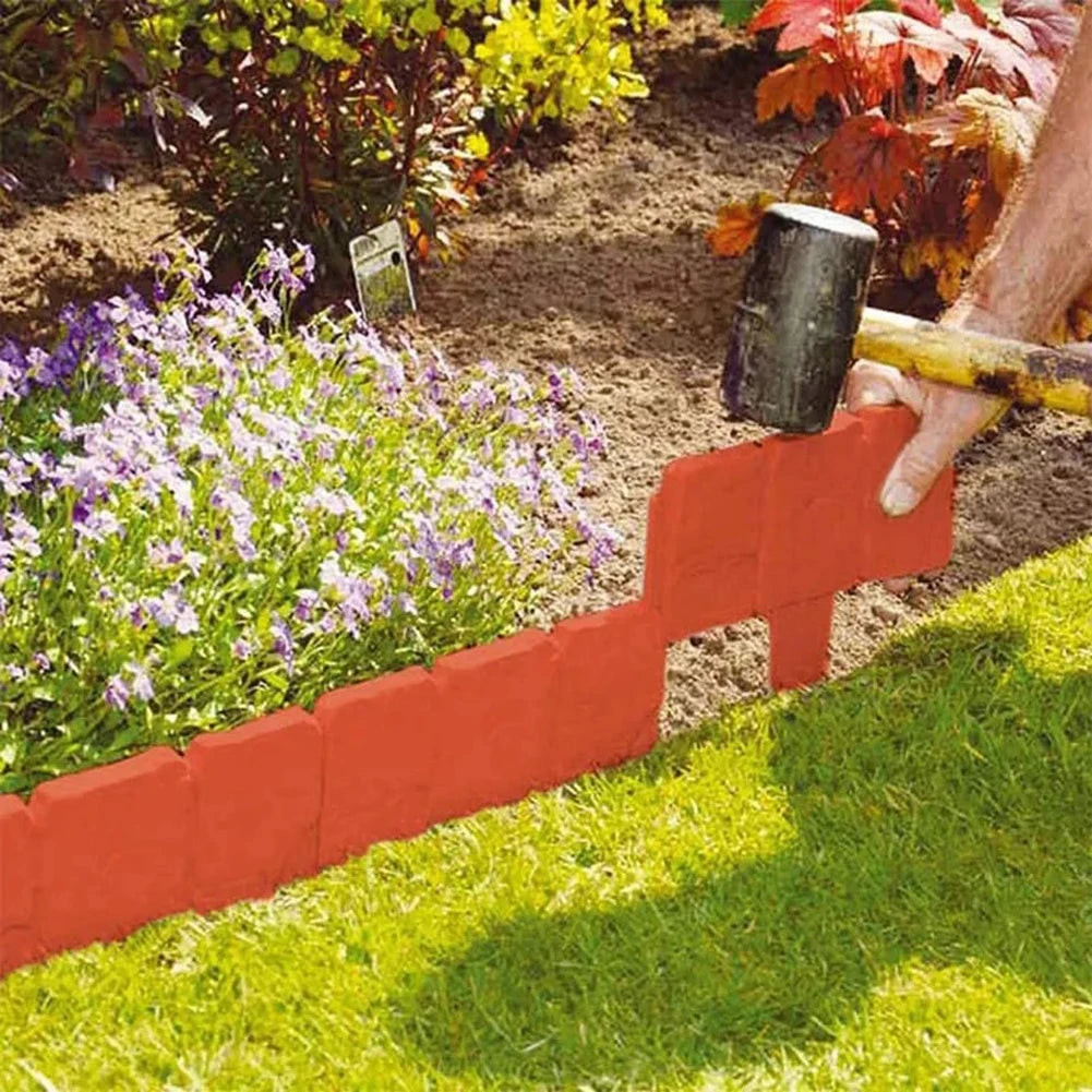 Shunmaii Garden Edging Border Set 10 Pieces Plastic Imitation Stone
