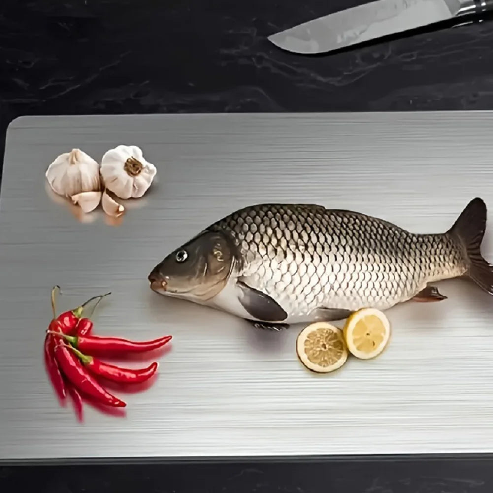 Alloet Double Sided Stainless Steel Cutting Board With Handle