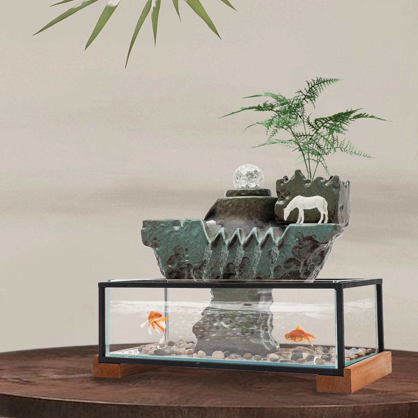Clear Tabletop Eco Fish Tank Water Fountain Indoor Decor