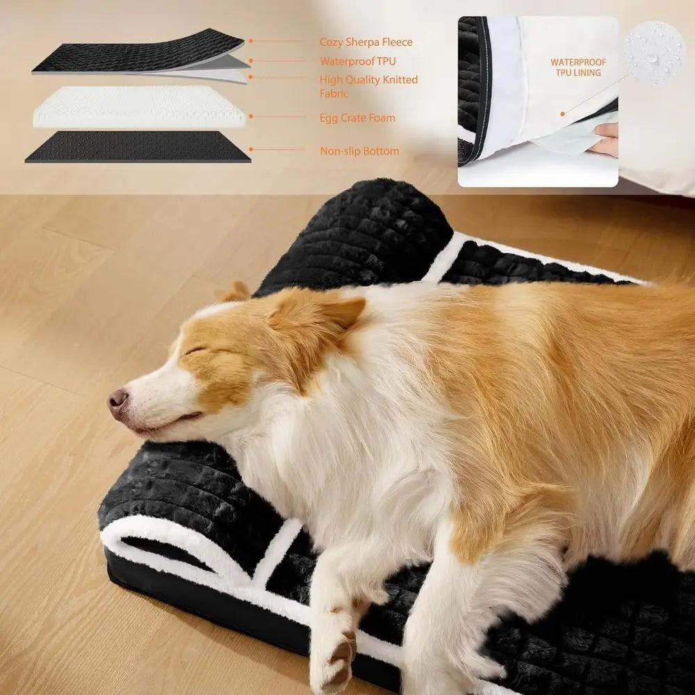 NONECN Orthopedic Large Dog Bed Egg Crate Foam Removable Cover