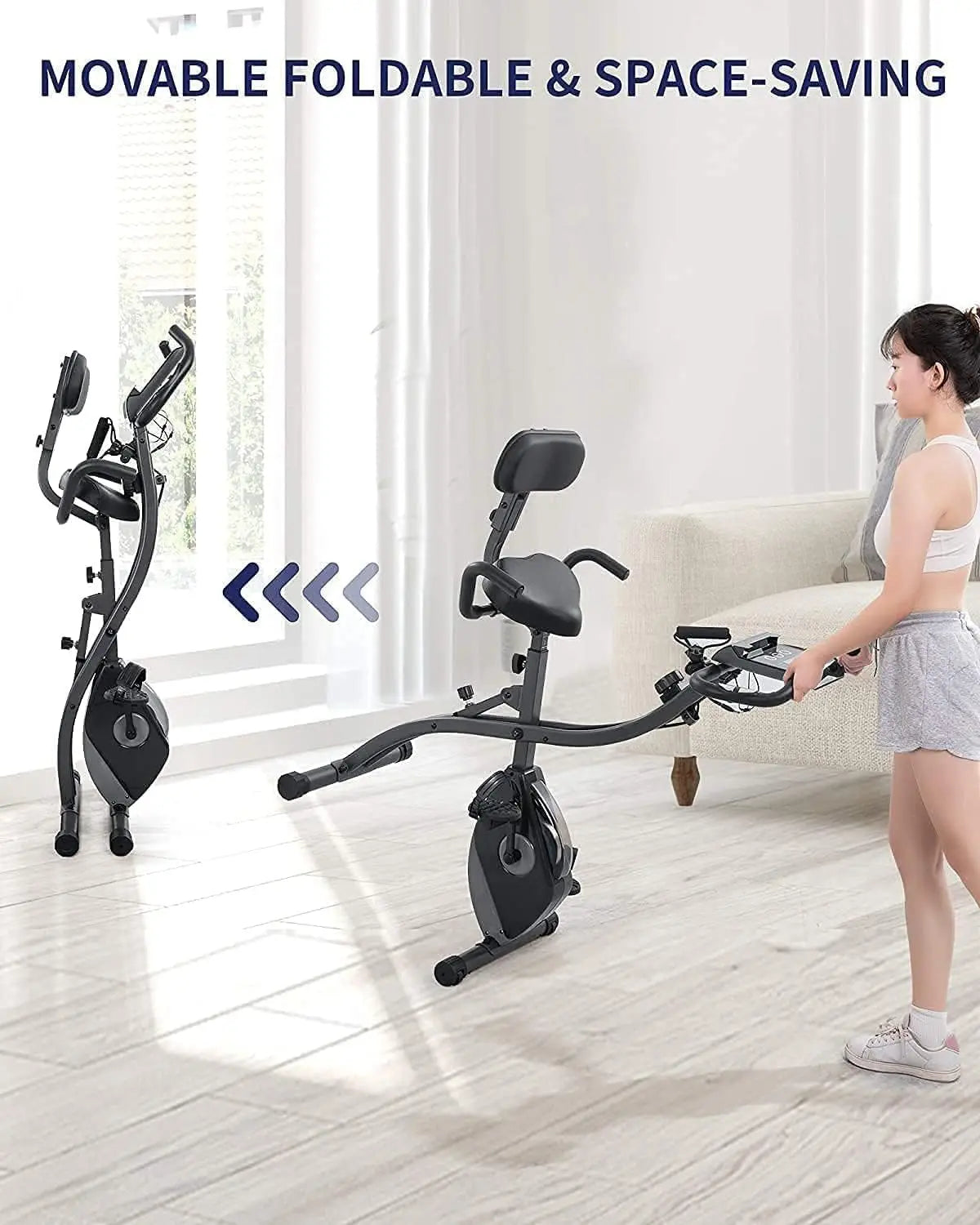 Folding Exercise Bike With Pulse Monitor And LCD Display