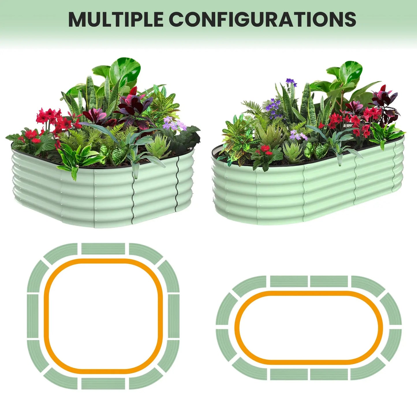 HiMISS 2 Pack Galvanized Steel Raised Garden Bed Open Base