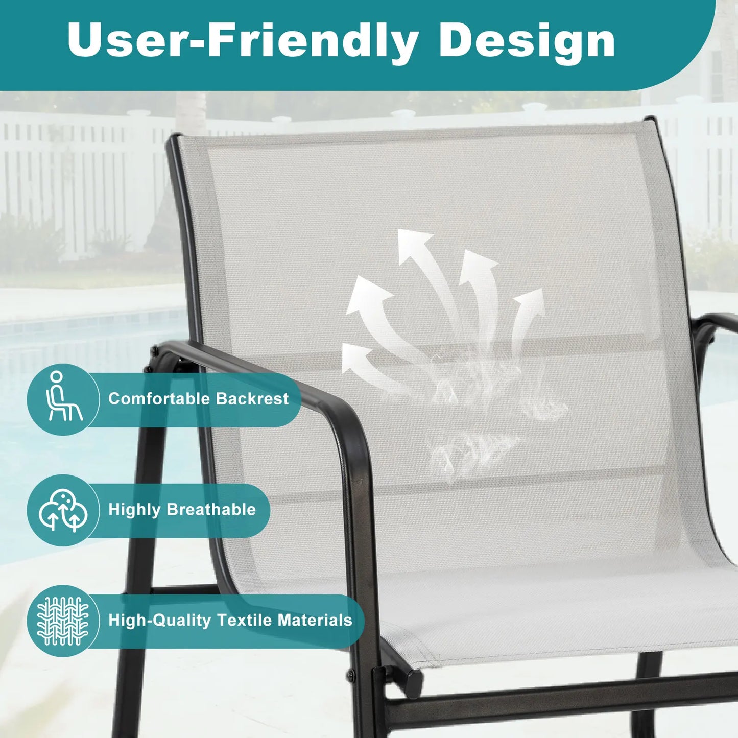 Outdoor 3 Piece Patio Set With Metal Frame For Garden