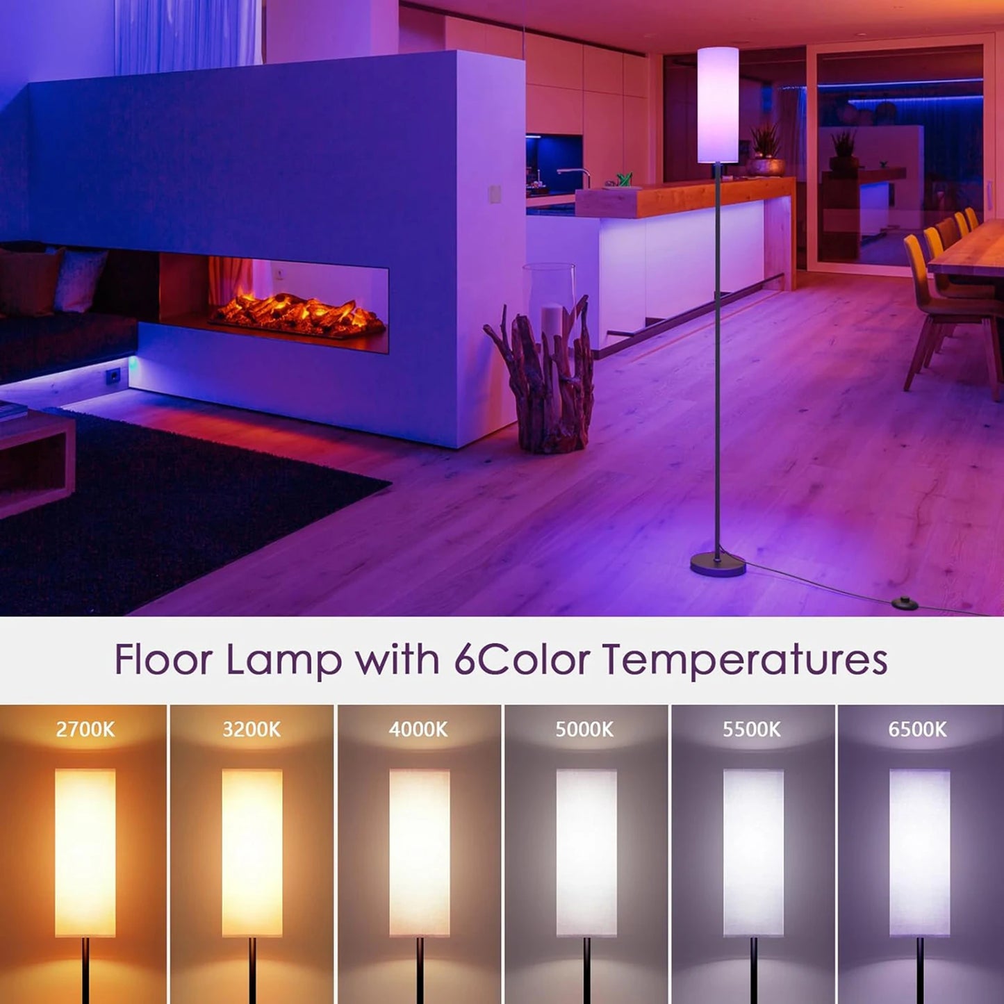 Modern Floor Lamp With RGB Light For Living Room Study