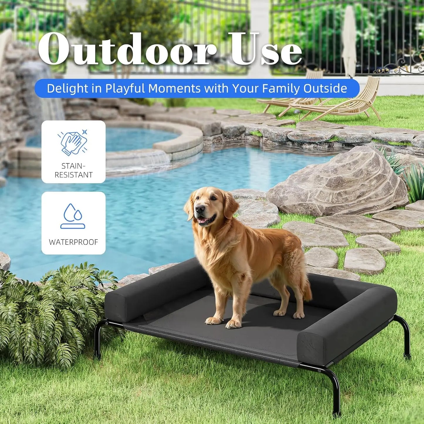 Elevated Cooling Dog Bed For Large Dogs Breathable Outdoor Cot