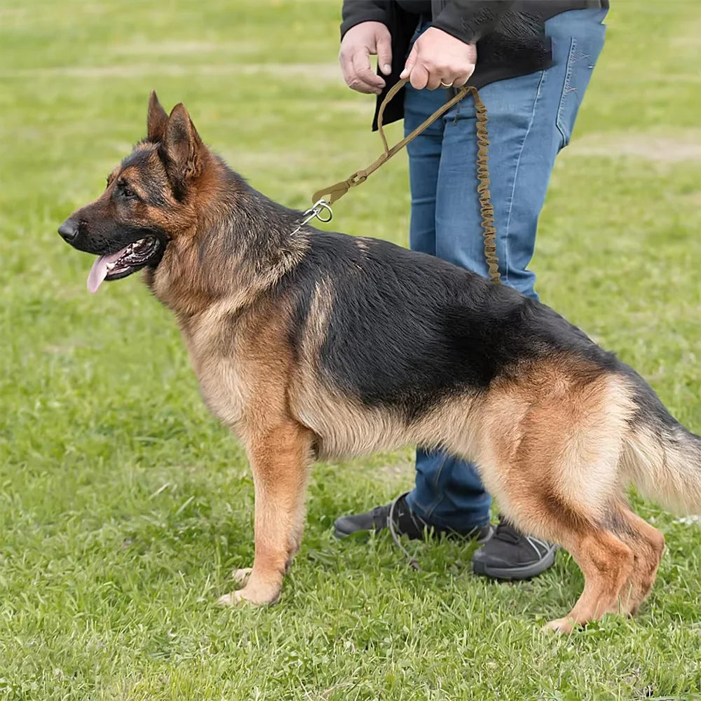 Tactical Dog Leash Adjustable Elastic Rope With Dual Control Handles