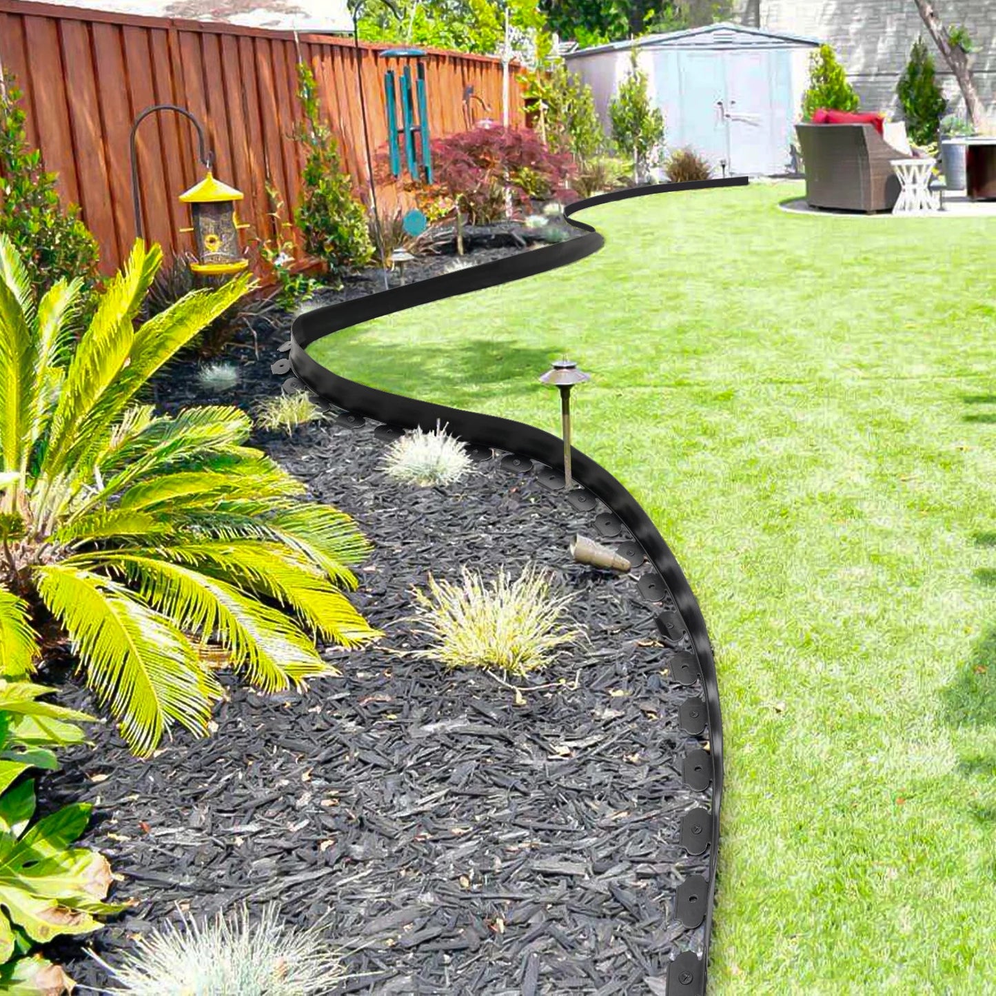 Plastic Lawn Edging Border Kit With 60 Anchoring Spikes