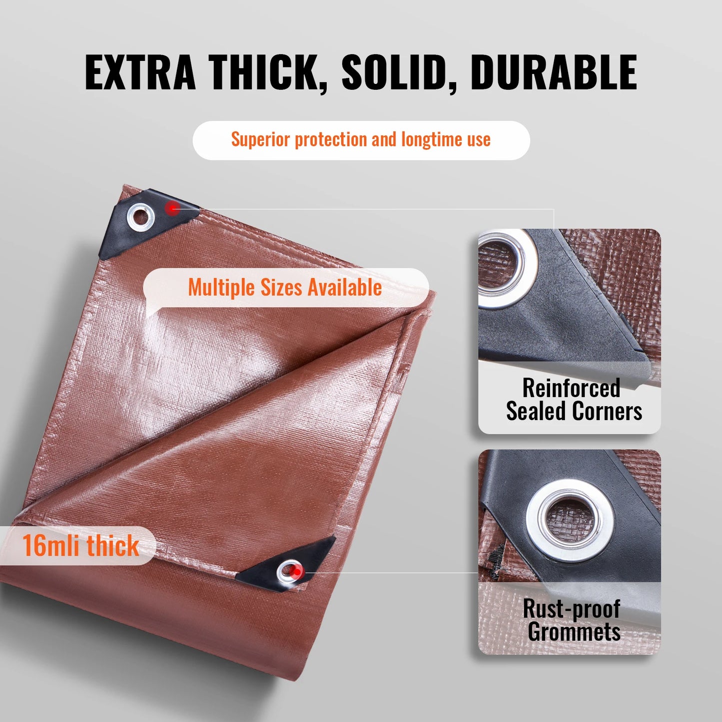 SucceBuy Heavy Duty Tarp Waterproof Poly Tarpaulin With Grommets