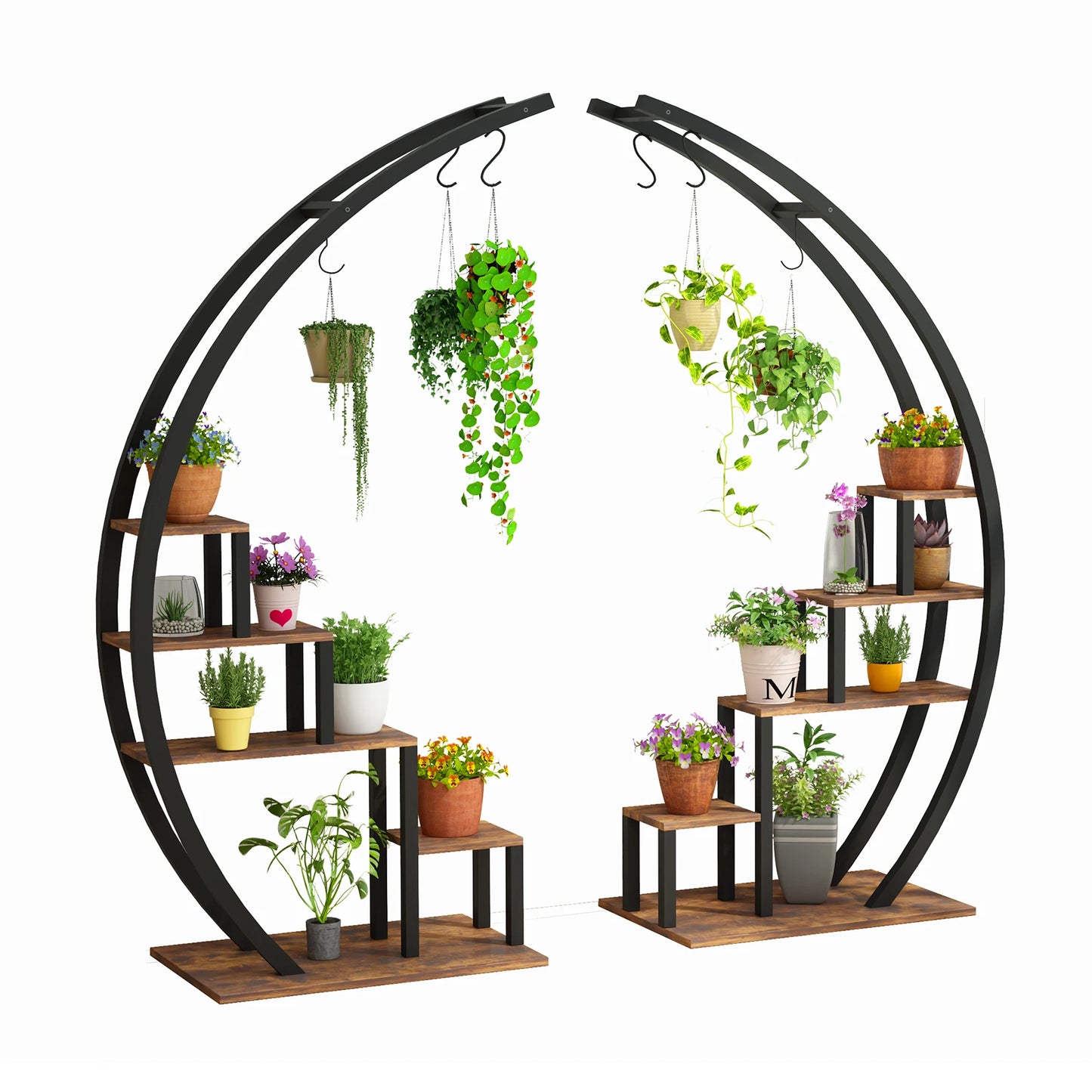 TWISTER.CK 5 Tier Half Moon Plant Stand Indoor Hanging Shelf
