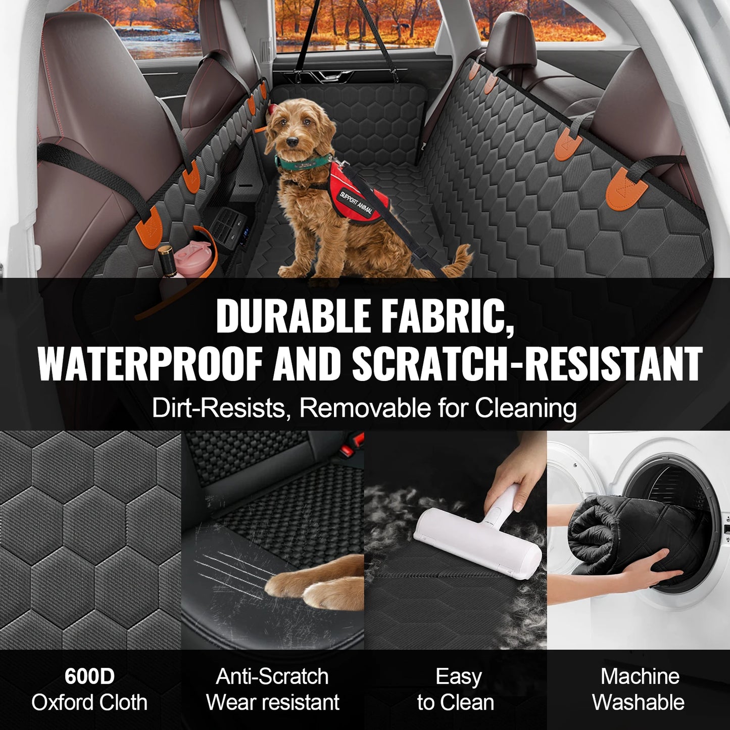 Back Seat Extender Dog Car Seat Cover With Mesh Window