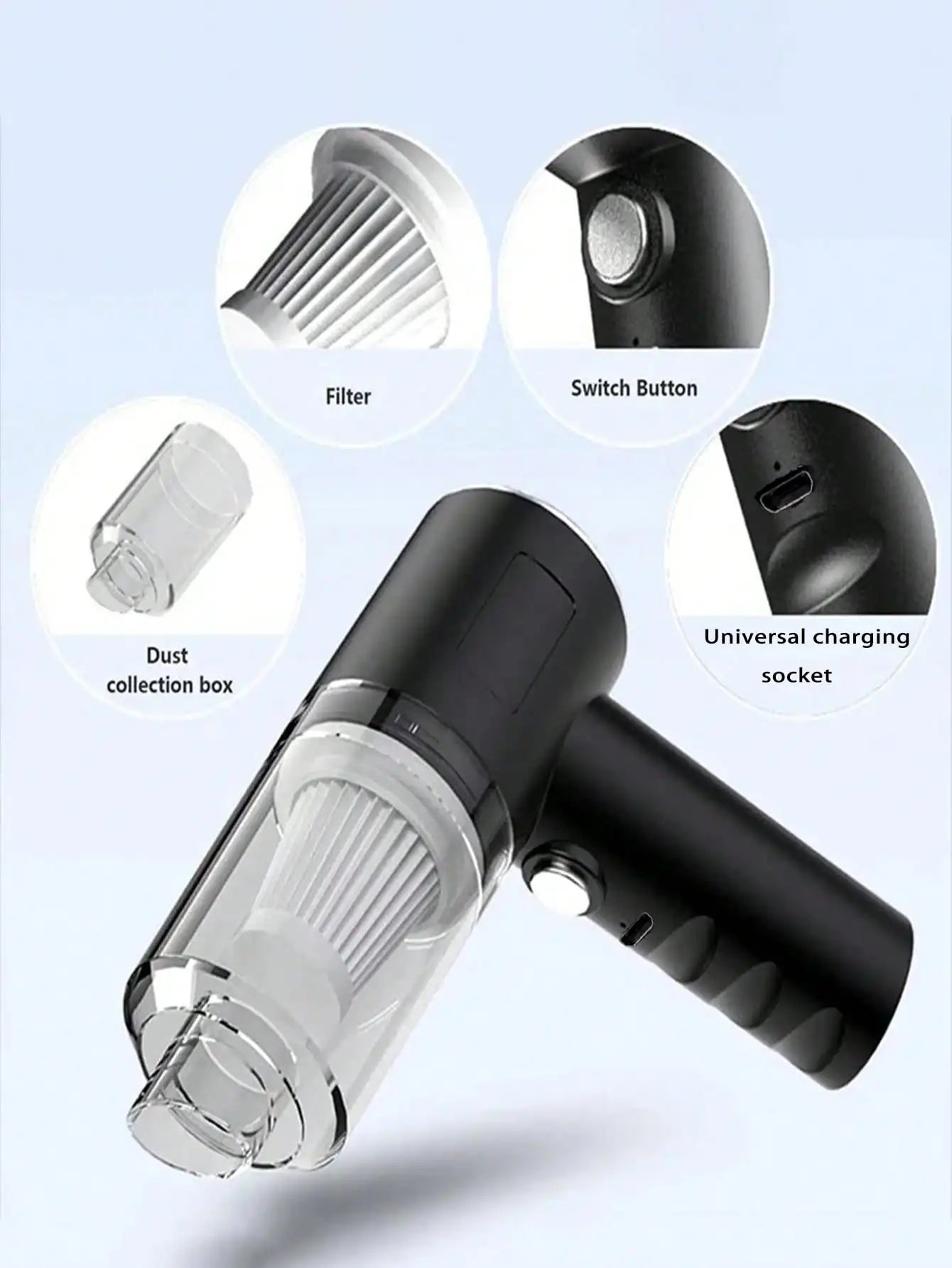 Cordless Handheld Vacuum Cleaner With Multiple Nozzles For Home
