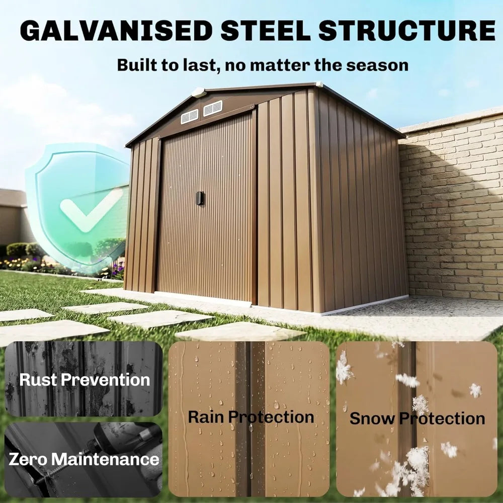 XIAOLANG Outdoor Metal Storage Shed With Foundation Kit And Lockable Doors