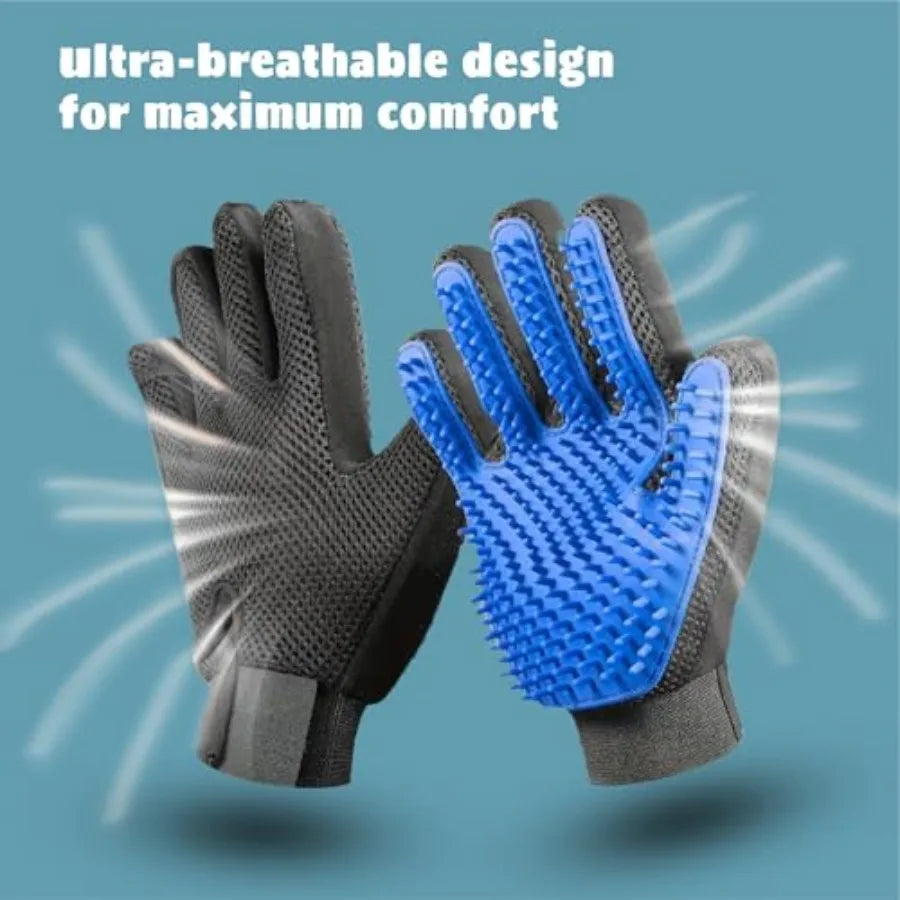 Pet Grooming Gloves 2 In 1 Deshedding Massage Mitt For Dogs And Cats