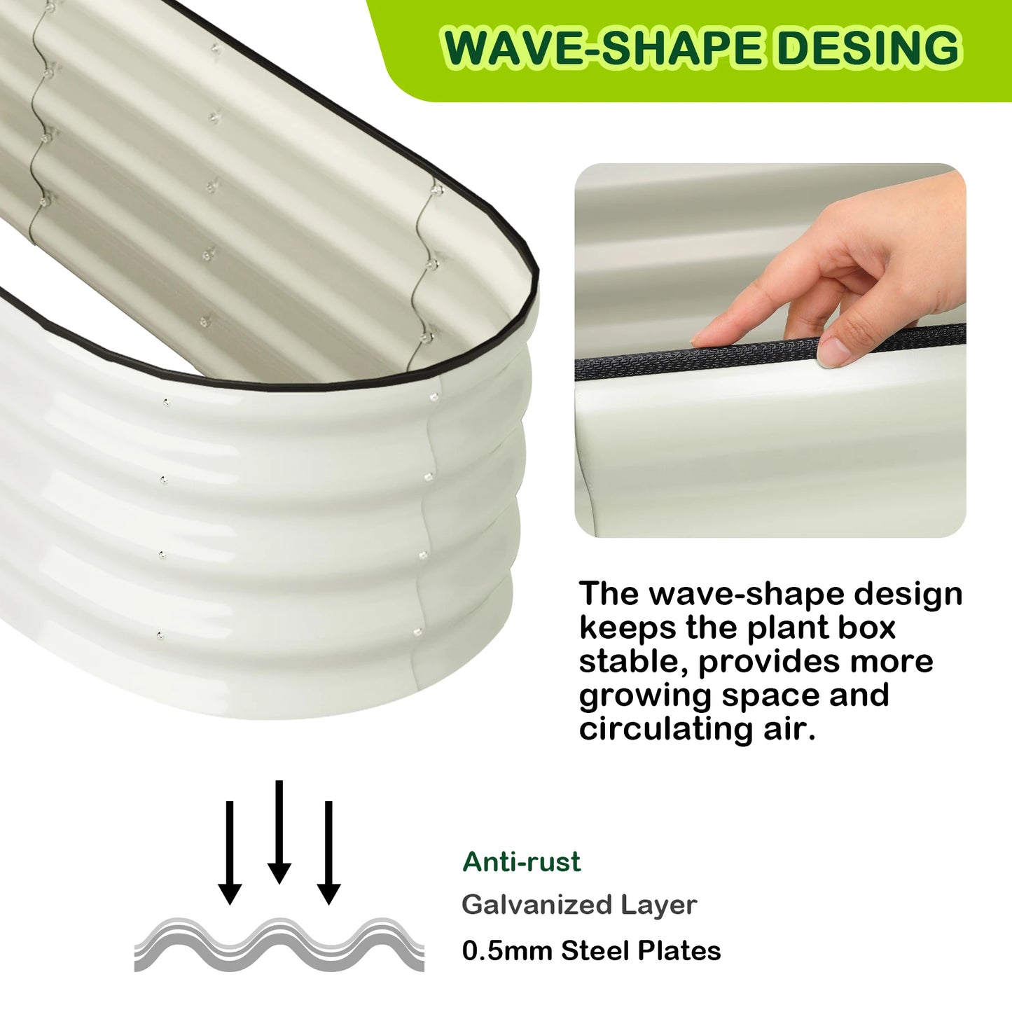 HiMISS Oval Galvanized Raised Garden Beds 2 Pack Outdoor Planters
