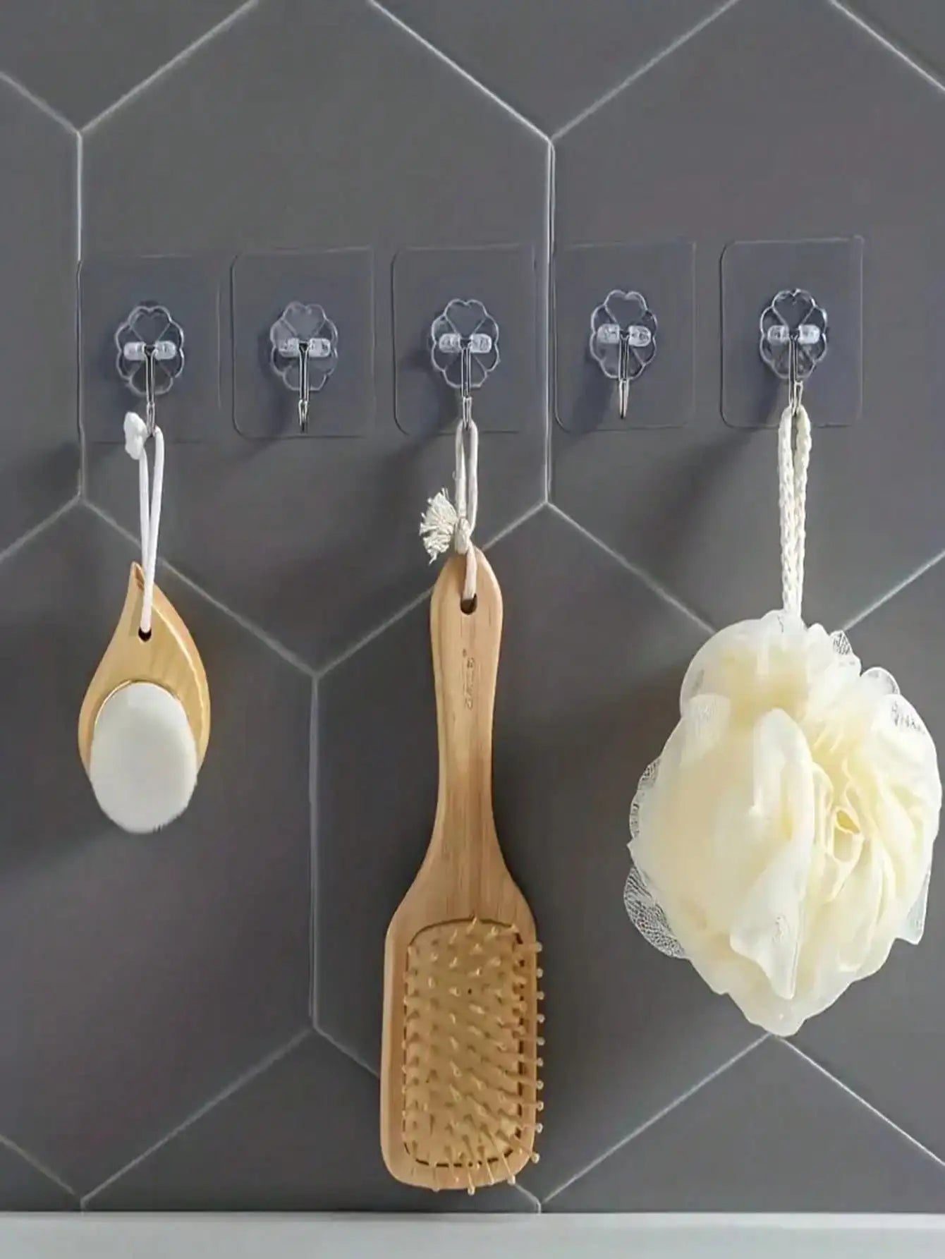 Transparent Heavy Duty Adhesive Hooks No Drilling Removable Waterproof