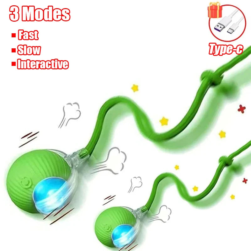 Cat Interactive Ball Toy Automatic Rolling Ball Faux Tail Rechargeable