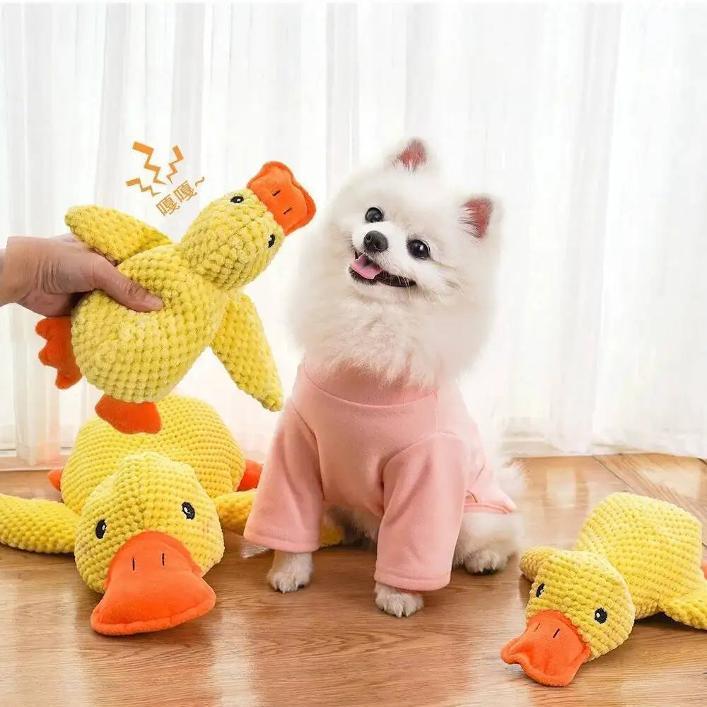 Squeaky Plush Duck Dog Toy Bite Resistant Chew Toy