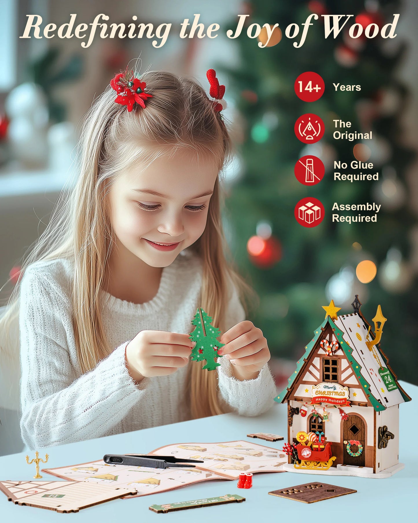 Rolife Christmas Tree Cottage Miniature House Kit DIY Craft Set