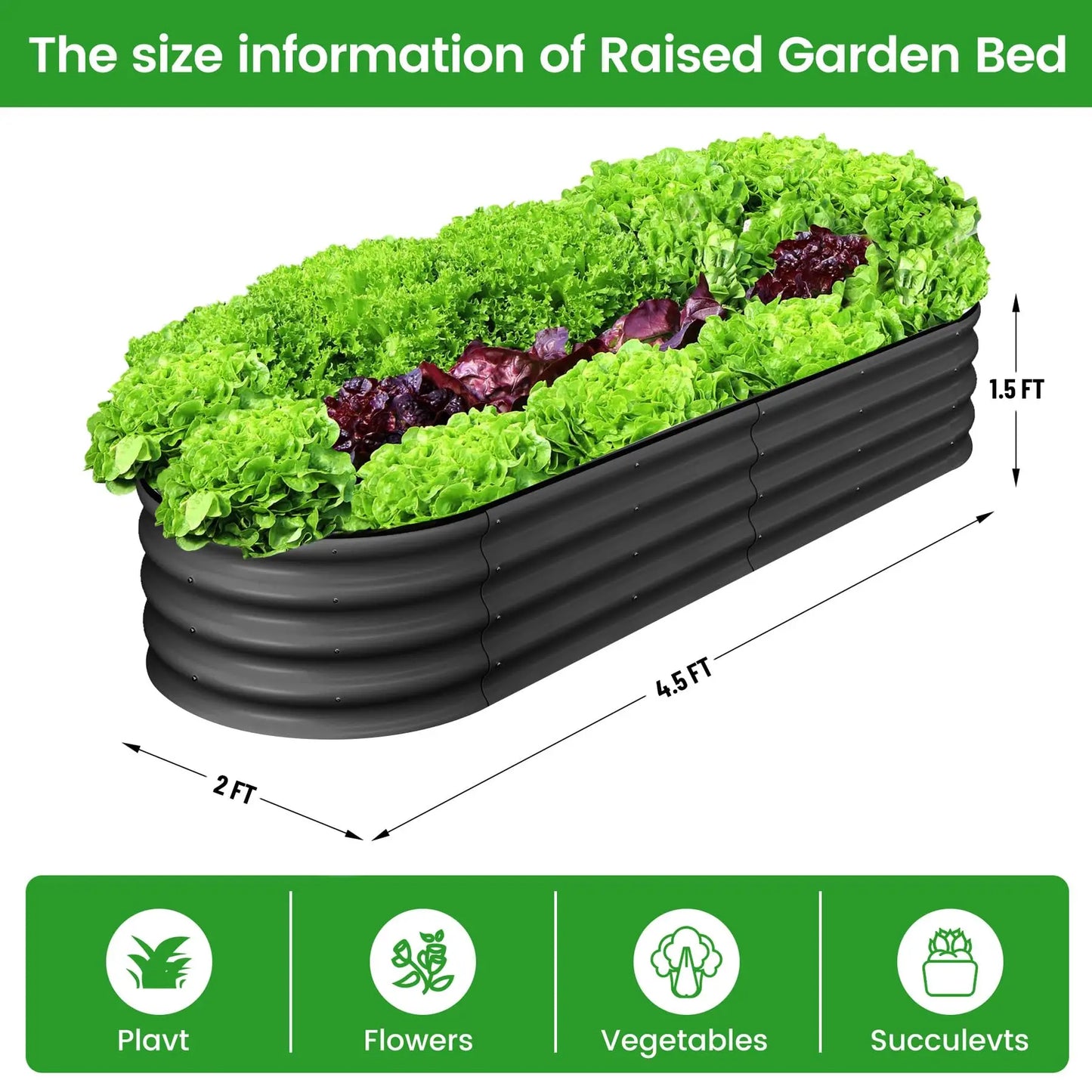 HiMISS 2 Pack Galvanized Steel Raised Garden Bed Open Base