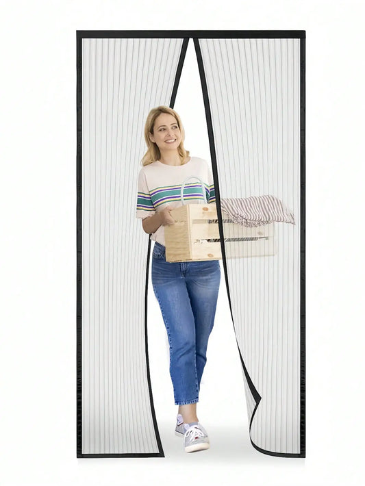 Breathable Magnetic Mosquito Screen Door With Automatic Sealing Hands Free