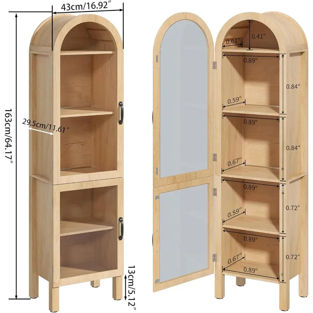 Arched Display Cabinet With Acrylic Glass Doors Modern Wood Curio