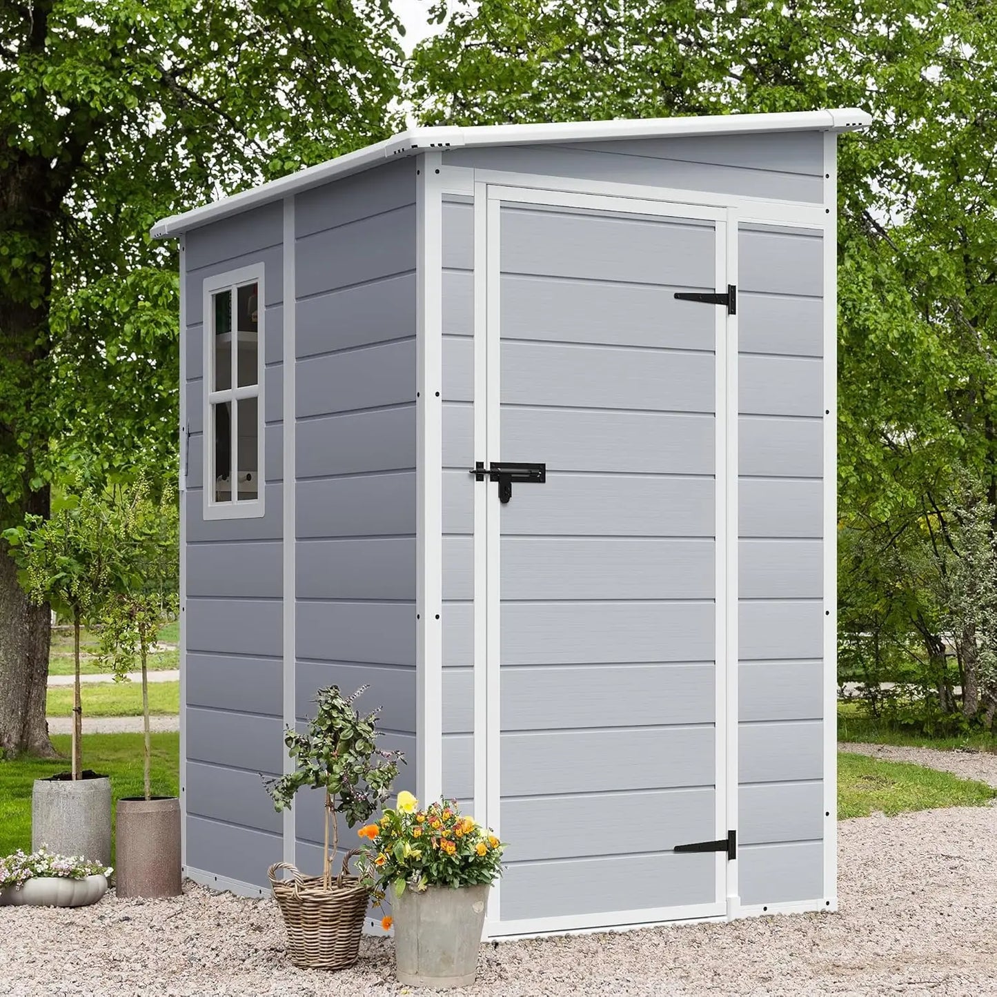 HUANZHUANG Resin Outdoor Storage Shed With Floor And Lockable Door