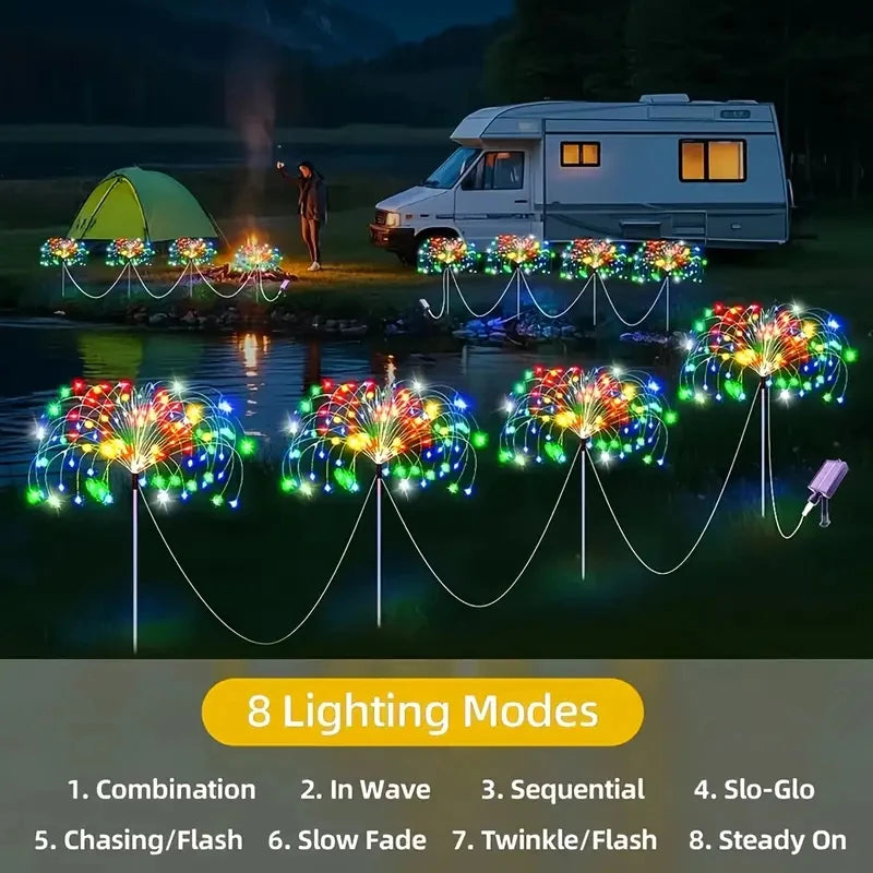 A-Convey Waterproof Solar LED Fireworks Lights Eight Modes Outdoor String
