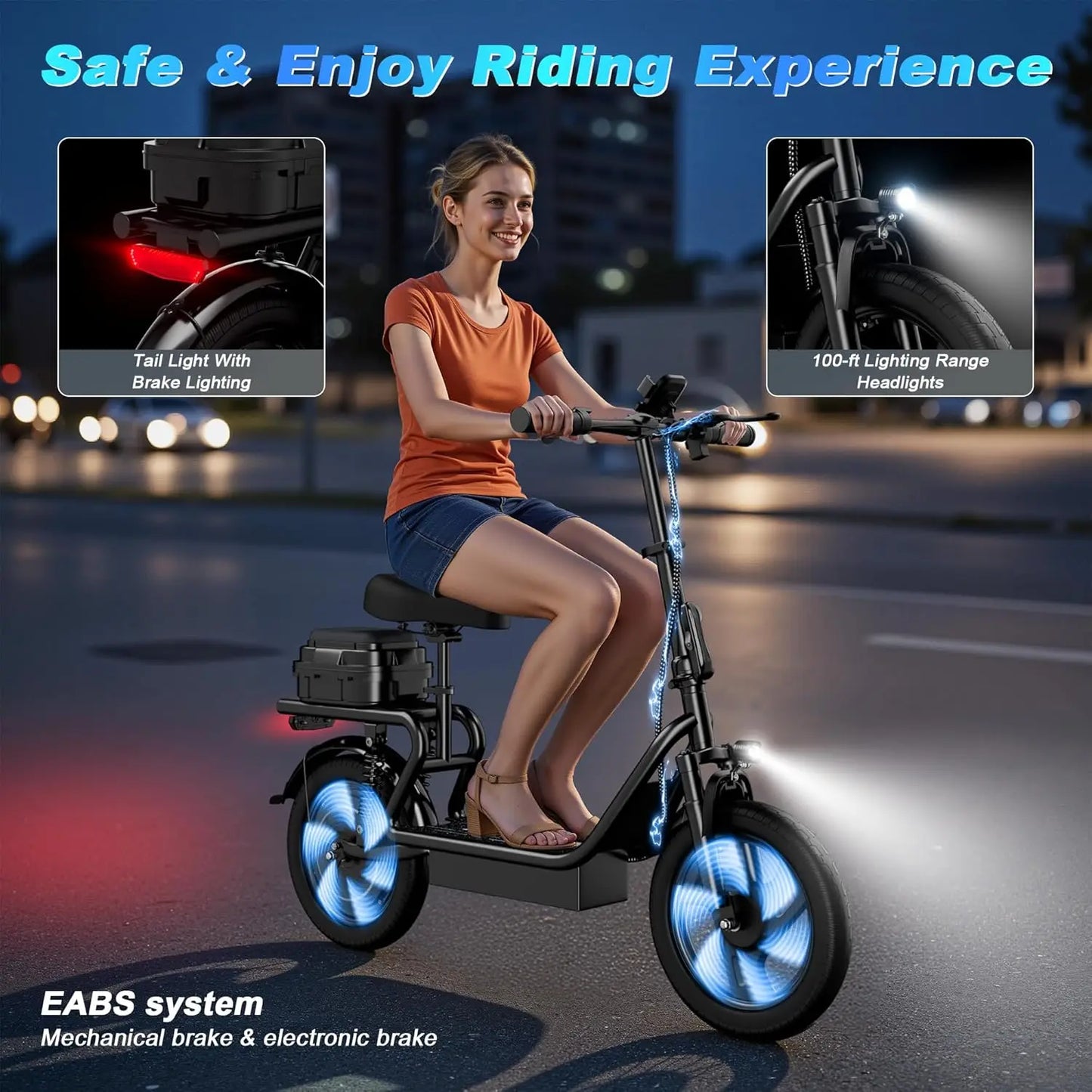 AOVOPRO Folding Electric Bike Dual Suspension 27 Mile Range