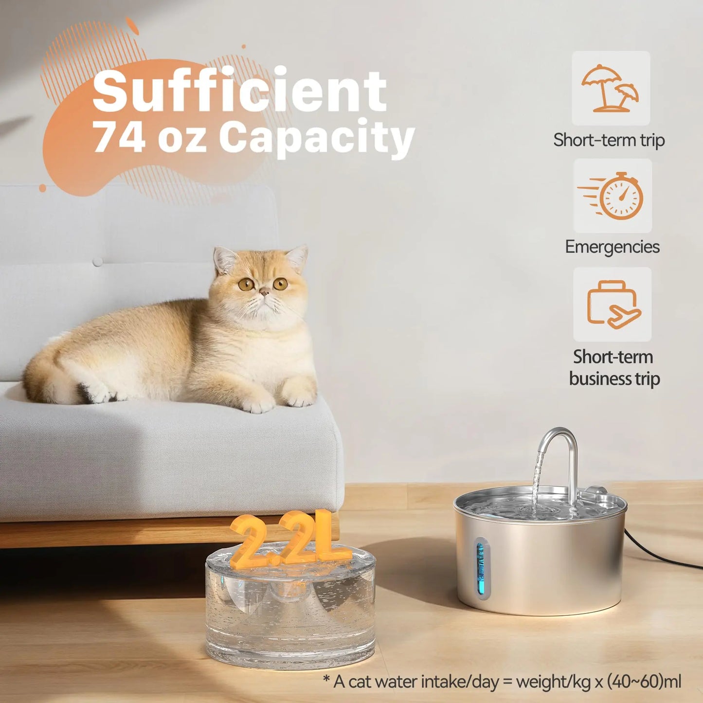 Weomg Stainless Steel Cat Drinking Fountain For Multiple Pets