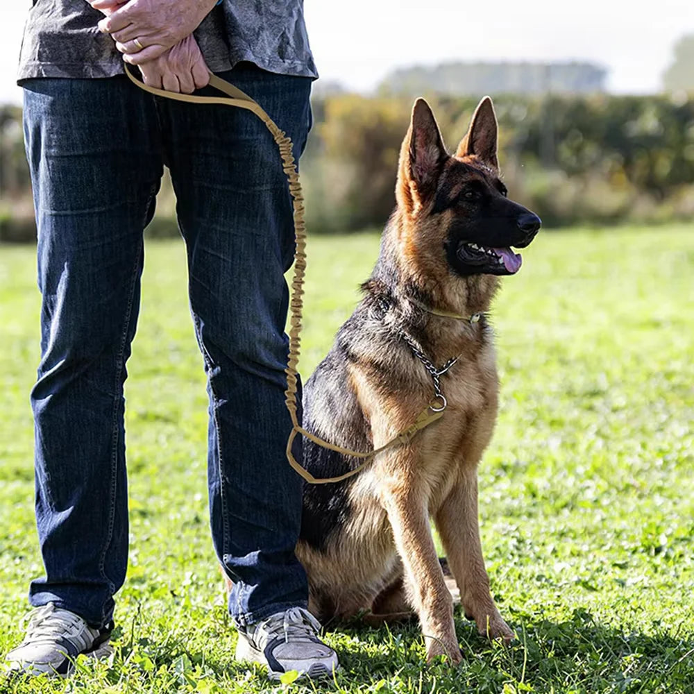 Tactical Dog Leash Adjustable Elastic Rope With Dual Control Handles